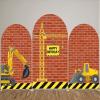 FiVan Arch Backdrop Cover Construction Tower Crane Theme Bilayer Round Top Background for Baby Birthday Party Decoration view 3