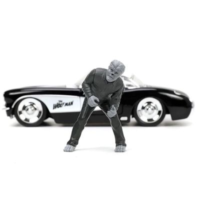 1:24 UNIVERSAL MONSTERS 1957 CHEVY CORVETTE w/WOLF MAN WOLFMAN Mini Car