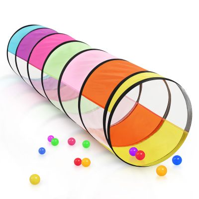 Colorful Baby Play Tunnel for Toddlers with 2 Mesh Sides, Kids Crawling Tunnel Play Tent Pop Up Toddlers Tunnel, Cat Tunnel for Dogs Pets Indoor Outdoor Toy Gift