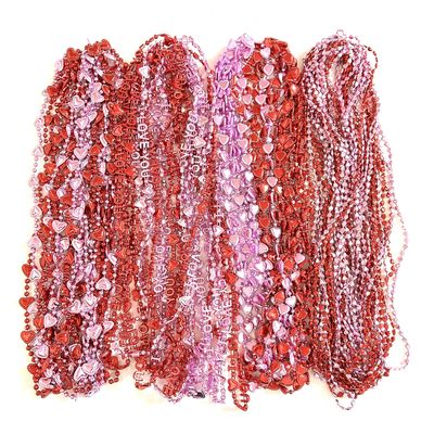 YSPPF 60 Pcs Valentines Day Heart Shaped Bead Necklace Bulk Bachelorette Pink Red Party Beads