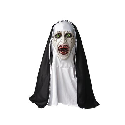 BaronHong Full Head Realistic Evil Nun Mask with Headscarf Bloody Mouth,Halloween Cosplay Costume Party(A,M)