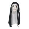 BaronHong Full Head Realistic Evil Nun Mask with Headscarf Bloody Mouth,Halloween Cosplay Costume Party(C,M) view 1