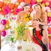 Hot Pink Orange Gold Balloon Garland Arch, 122PCS Rose Red, Metallic Gold Balloons Pink and Orange Party for Wedding Birthday Anniversary Valentine Day Party Decors view 3