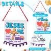 Buryeah 24 Pcs Religious Sunday School Crafts for Kids Color Your Own Jesus Loves Me Banners Pom DIY Coloring Christian Jesus Loves Me Crafts for Activity Supplies view 3