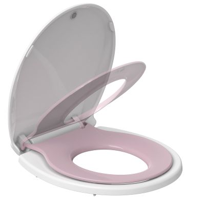 GAOMON Toilet Seat, Round Toilet Seat with Toddler Seat Built in, Potty Training Toilet Seat Round Fits Both Adult and Child, with Slow Close and Magnets- white and pink