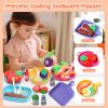 CUTE STONE Kids Play Kitchen Toy Accessories, Toddler Pretend Cooking Playset with Toys Cookware and Utensils, Toys Food for Cutting Play, Kids Cooking Set Education Learning Gift for Boys Girls view 2