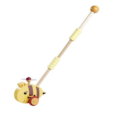 Eichhorn 100006804 - Sliding Bee Figure with Movable Wing, Handle Length 50 cm, Silent Silicone Wheels, Made from 100% FSC Certified Beech Wood, from 1 Year