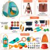 Qtioucp Kids Camping Set 50pcs with Tent & Space Projector Flashlight- Outdoor Campfire Toy Set for Toddlers Kids - Pretend Play Camp Gear Tools for Birthday Christmas view 3