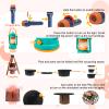 Qtioucp Kids Camping Set 50pcs with Tent & Space Projector Flashlight- Outdoor Campfire Toy Set for Toddlers Kids - Pretend Play Camp Gear Tools for Birthday Christmas view 4