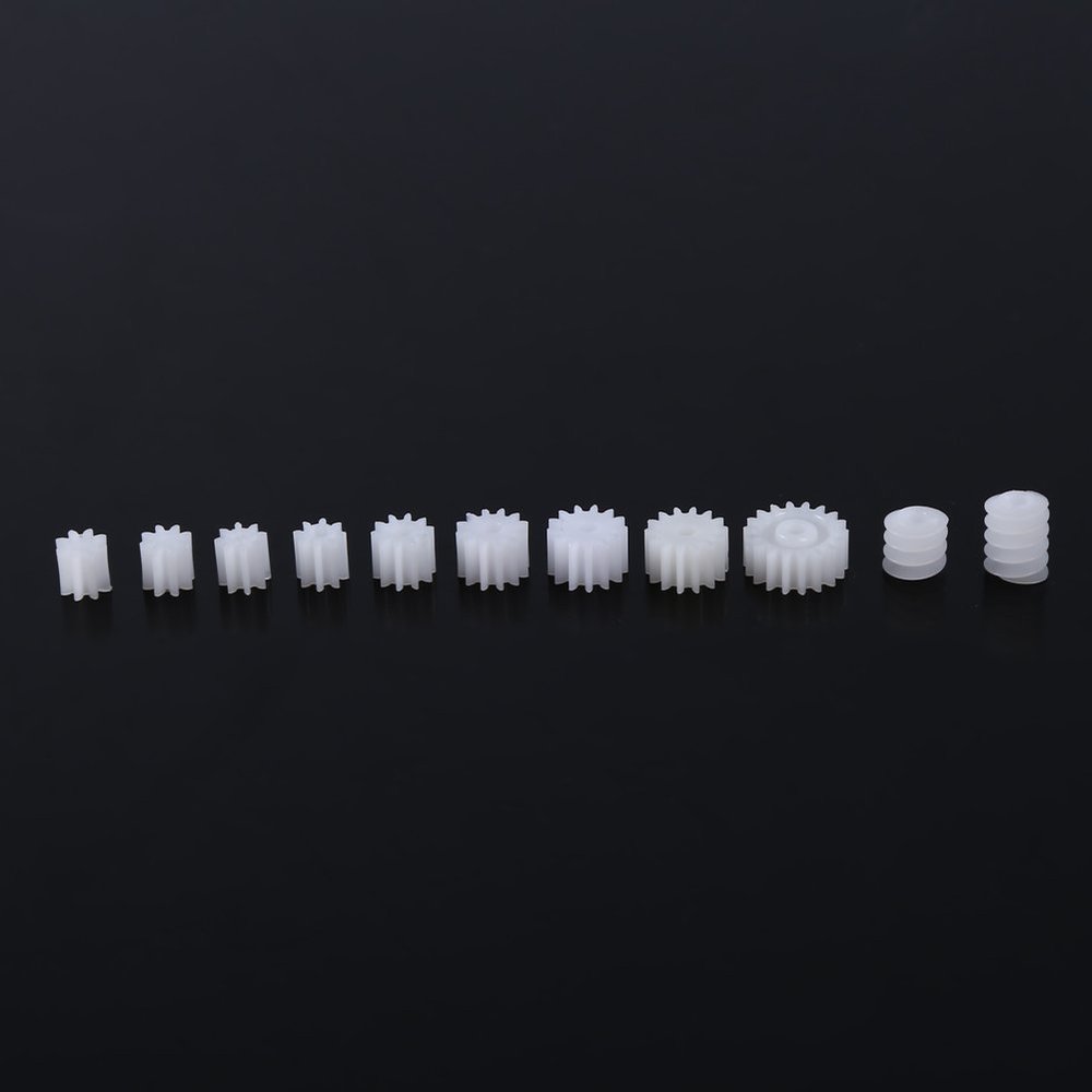 11Pcs Plastic Gears Module, Single Double Reduction Gear Worm Gear, Plastic Gear Set for DIY Car Robot Aircraft Coreless Motors