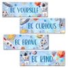 4 Pieces Space Decor for Boys Room, 11.8" x 3.9" Outer Space Kids Room Wall Decor Wooden Sign, Motivational Wall Art for Kids Room Nursery Playroom Classroom, Be Kind Brave Curious Yourself-A05 view 1