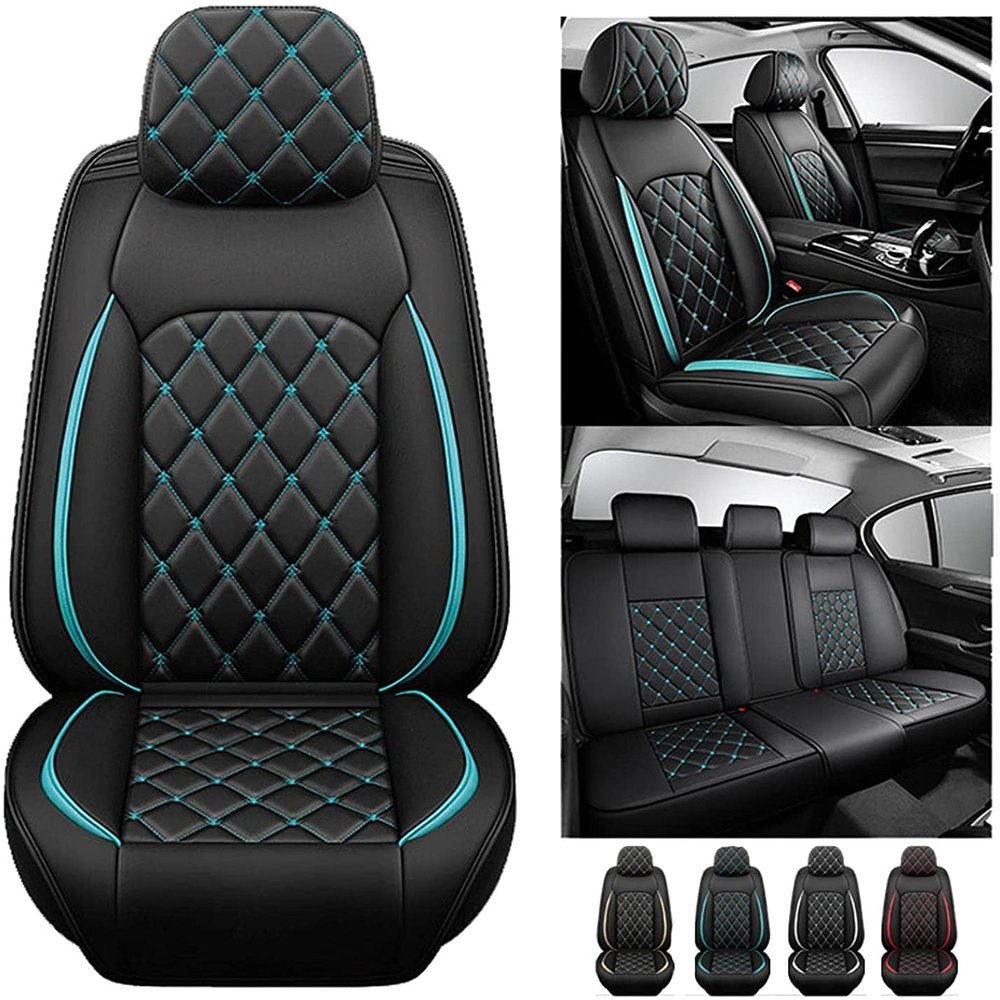 Car Seat Cover 5-Seats, for Lancia Dedra/Delta/Ypsilon/Kappa/Lybra/Prisma/Thema/Thesis/Y/Y10 Braun, Front and Rear Leather Seat All Weather Use Breathable Wear Resistant Waterproof (Color : Cream)