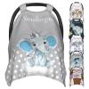 Personalized Baby Car Seat Covers for Girls Boys with Name Elephant Custom Carseat Canopy Cover for Babies Nursing Cover Breastfeeding Scarf Infant Stroller Cover view 1