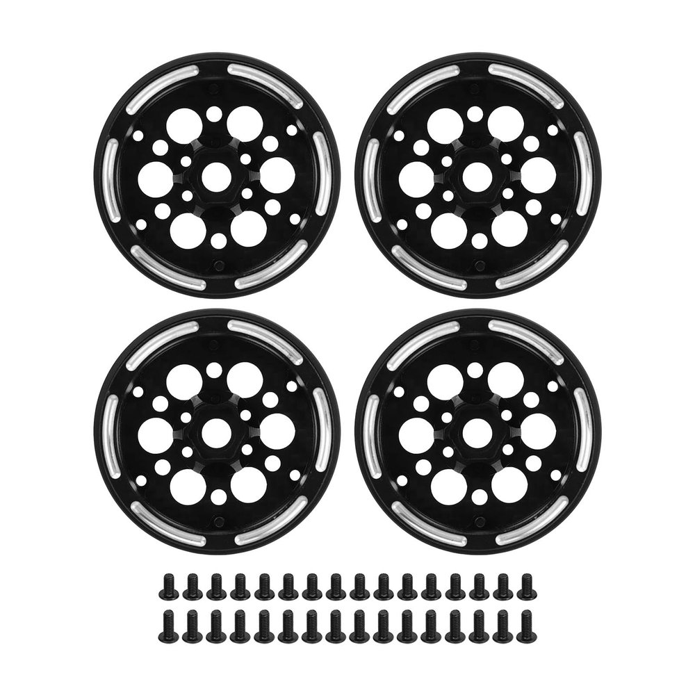 4PCS 1.9in RC Beadlock Wheels Rims for 1/10 RC Crawler Axial SCX10 Gen8 Gelande II Finder 2 (Round Hole Style)