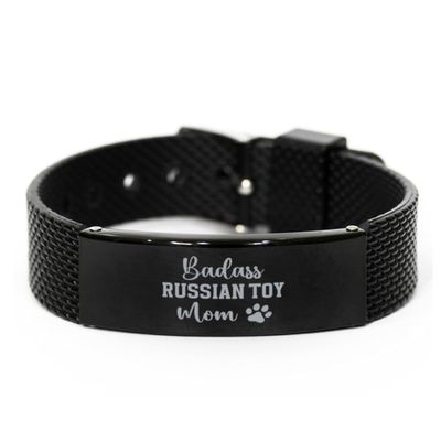 Badass Russian Toy Mom Shark Mesh Bracelet, Birthday Gifts for Russian Toy Mom, Funny Dog Owners Gifts for Russian Toy Mom
