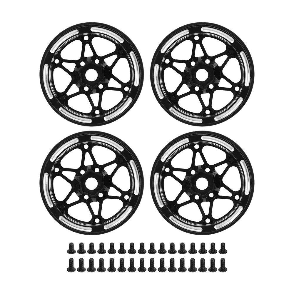 4PCS 1.9in RC Beadlock Wheels Rims for 1/10 RC Crawler Axial SCX10 Gen8 Gelande II Finder 2 (Hexagonal Star Style)