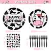 160 Pack Cow Print Party Supplies Cow Birthday Party Decorations Farm Barn Pink Cow Theme Party Tableware Set-Cow Print Plates and Napkins for Farm Theme Baby Shower Farm Party Supplies Serves 40 view 2