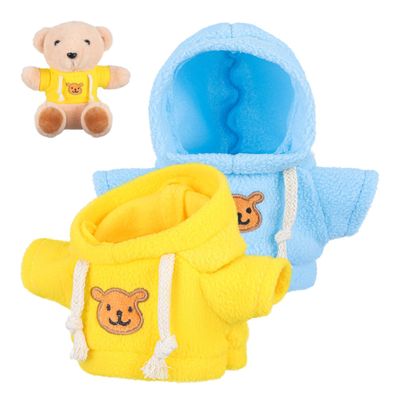 Toyvian 2pcs Small Plush Bear Doll Costume Stuffed Animal Outfit Girl Boy Plush Doll Hooded Sweater Clothes Cute Stuffed Animal Outfit Clothing for 6-8 Inch Bears