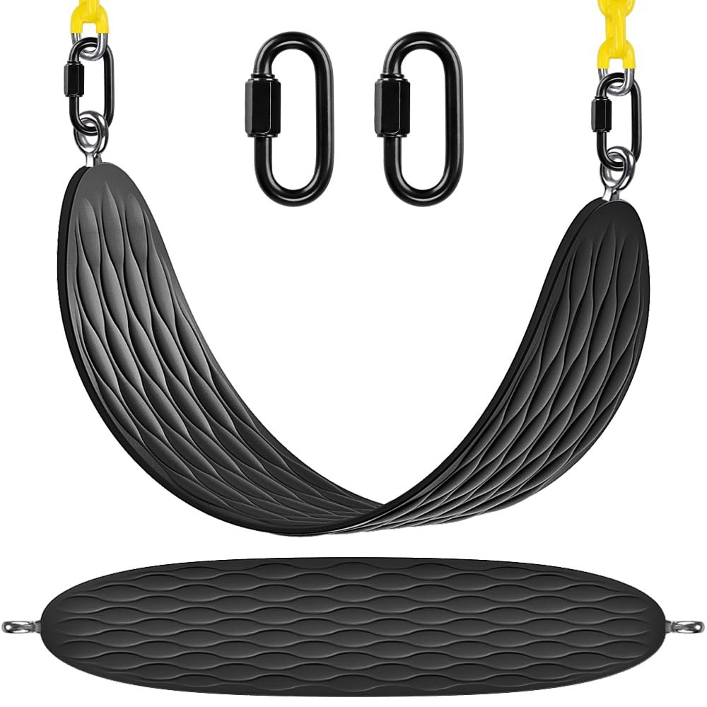 Dolibest Heavy Duty Swing Seat with 66 Chain and Carabiners, Comfortable and Durable Plastic Coated Swing Set Accessories Replacement for Outdoor Playground, Black