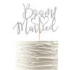 Arthsdite BOOM! Married Wedding Cake Topper, Funny Cake Topper, Quirky, Nerdy Topper, Married Bridal Shower, Engagement Wedding Party Supplies - Silver Glitter view 1