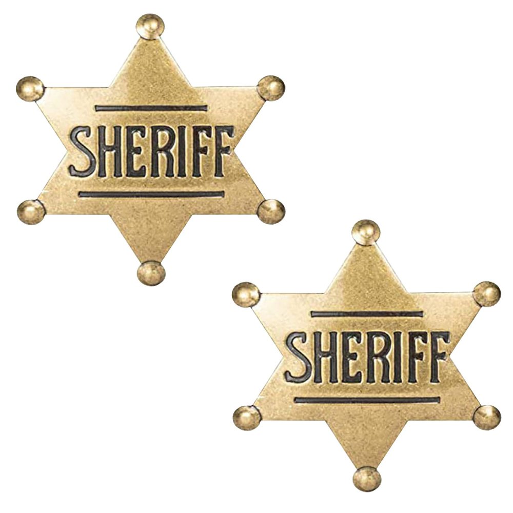 2 Pcs Mental Western Sheriff Badge for Kids & Adults - Party Supplies, School Carnival Prizes, Cosplay Sheriff Badge Pin, Police Badges, Old West Prop