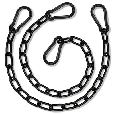 2 Pack Hanging Swing Chain with 4 Carabiners 25in, 660LB Capacity Heavy Duty Hammock Hardware Kit for Punching Bags, Swing Chairs, Indoor & Outdoor Gym (Black)