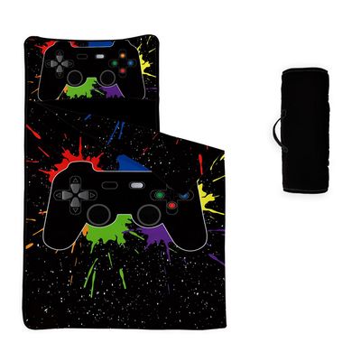 Datura home Nap Mat -Gamepad Sleeping Bag with Removable Pillow - Daycare and Sleepovers Preschool Kindergarten Bedding Set for Kids Toddler Boys Girls(Gamepad2 Standard)