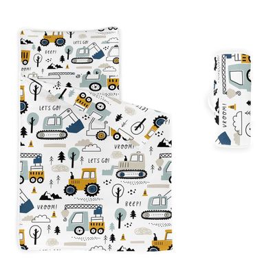 Datura home Nap Mat -Excavator Truck Sleeping Bag with Removable Pillow - Daycare and Sleepovers Preschool Kindergarten Bedding Set for Kids Toddler Boys Girls(Truck3 Standard)