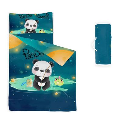 Datura home Nap Mat -Panda Sleeping Bag with Removable Pillow - Daycare and Sleepovers Preschool Kindergarten Bedding Set for Kids Toddler Boys Girls(Panda1 Large)