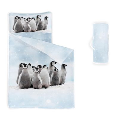 Datura home Nap Mat -Penguin Sleeping Bag with Removable Pillow - Daycare and Sleepovers Preschool Kindergarten Bedding Set for Kids Toddler Boys Girls(Penguin Standard)
