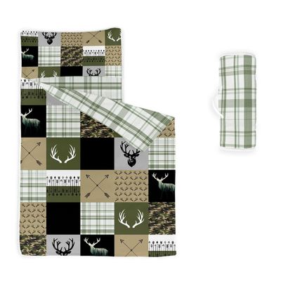 Datura home Nap Mat -Moose Sleeping Bag with Removable Pillow - Daycare and Sleepovers Preschool Kindergarten Bedding Set for Kids Toddler Boys Girls(Moose Standard)