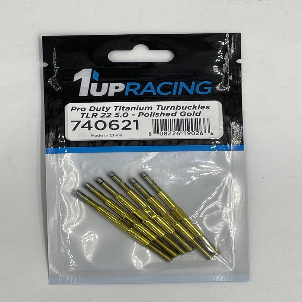 1UP740621 1Up Racing Pro Duty Titanium Turnbuckle Set - Hand Polished Gold - TLR