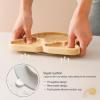 let's make Bamboo Suction Plates Bowls Set for Baby Toddler Divided Platter Food bowl with Silicone Fork & Spoon All-Natural Baby Feeding Set for Baby-Led Weaning, Non-Slip Design view 3