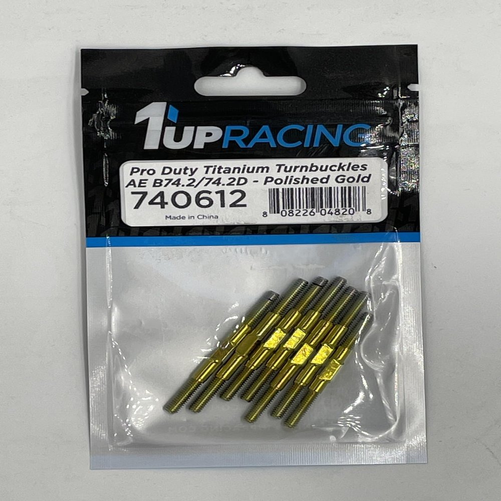 1UP740612 1Up Racing Pro Duty Titanium Turnbuckle Set - Hand Polished Gold - AE