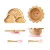 let's make Bamboo Suction Plates Bowls Set for Baby Toddler Divided Platter Food bowl with Silicone Fork & Spoon All-Natural Baby Feeding Set for Baby-Led Weaning, Non-Slip Design view 1