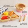 let's make Bamboo Suction Plates Bowls Set for Baby Toddler Divided Platter Food bowl with Silicone Fork & Spoon All-Natural Baby Feeding Set for Baby-Led Weaning, Non-Slip Design view 2