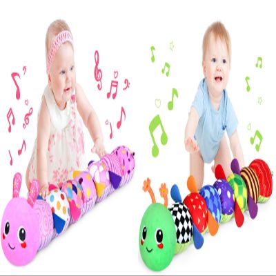 Baby Toys 0 to 12 Months, Musical Stuffed Animal Toys for 0-3-6-12 Months, Soft Sensory Toys with Crinkle and Rattles, Infant Tummy Time Toys for Newborn Boys Girls (Pink, Green)