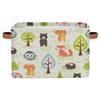 YoCosy Large Storage Baskets for Organizing Shelves Green Cute Jungle Animal Owl Fox Foldable Cube Storage Bins with Handles Rectangle Fabric Closet Organizers for Home Toys Clothes, 1 Pack view 1