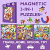 Magnetic Puzzles for Kids Ages 4-8, 3 in 1 Toddlers Cartoon Magnet Jigsaw Puzzle Book, Travel Toys, Preschool Learning Toy for Ages 3-8 (Purple Squad) view 3