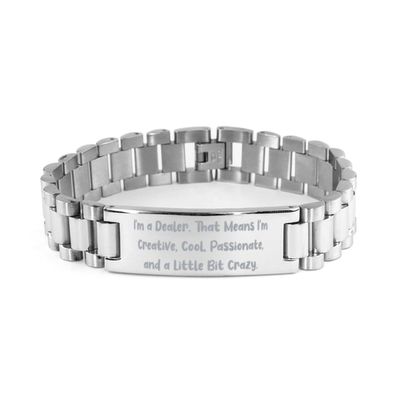Joke Dealer Gifts, I'm a Dealer. That Means I'm, Dealer Ladder Bracelet From Colleagues, Engraved Bracelet For Men Women, Gifts for casino dealers, Fun gifts for poker dealers, Funny gifts for