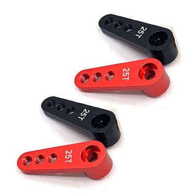 4PCS RC 25T Servo Horn Aluminum Servo Arms for Futaba Savox Xcore MG995 MG996R MG946R Servo(Red Black)