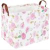 DDBASKET Rose Pink Baby Basket Nursery Baskets Girl Baby Storage Bins Rectangular Cute Kids Toy Storage Bin Organizer Book Shelf Basket Rose Room Decor(Pink Rose) view 1