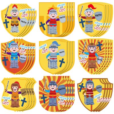 Tenceur 36 Pcs Armor of God Craft Kit Armor of God Stickers Vbs Bible Crafts for DIY Religious Sunday Fun Home Activities Christian Party Decorations