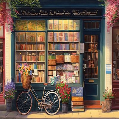 1000 Pieces RMSGOZO Vintage Bookstore Puzzles for Adults - Oil Painting Flowers Landscape Puzzles, Family Parent-Child Interaction & Gifts