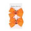 Baby Halloween Hair Bow Clip Girls Halloween Hair Clip Headwear Halloweens Hair Accessories 2 Pack WJR19 (Orange Pumpkin) view 2