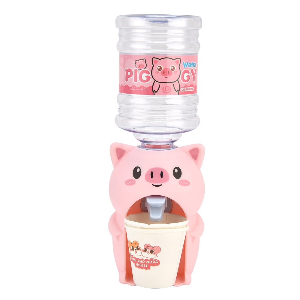 JTLB Mini Water Dispenser Cute Simulation Cartoon Kitchen Toy for Kids Home Kitchen (Pink Piglet)