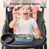 1PC Baby Stroller Snack Tray with Cup Holder and Phone Holder Universal Pram Snack Tray Removable Reusable Pram Food Tray Non-Slip Grip Clip for Stroller Bar Black. view 2