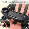 1PC Baby Stroller Snack Tray with Cup Holder and Phone Holder Universal Pram Snack Tray Removable Reusable Pram Food Tray Non-Slip Grip Clip for Stroller Bar Black. view 3
