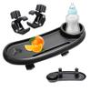 1PC Baby Stroller Snack Tray with Cup Holder and Phone Holder Universal Pram Snack Tray Removable Reusable Pram Food Tray Non-Slip Grip Clip for Stroller Bar Black. view 4