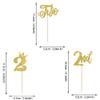 24 Pack 2nd Birthday Cupcake Toppers - Glitter & Crown Happy Birthday Cake Decorations for Baby Shower or Party Supplies - Gold view 2